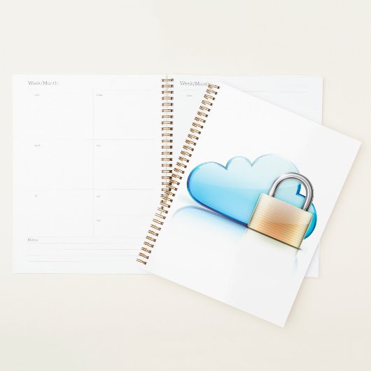 Secure Cloud Storage Icon with Padlock Planer