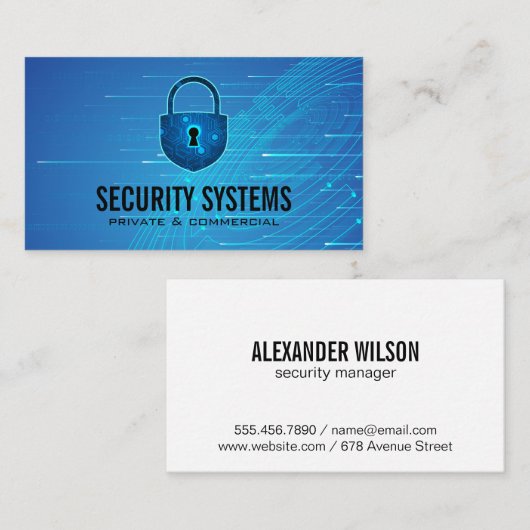 Security Cyber Lock | Tech Background Visitenkarte (Vorne/Hinten)