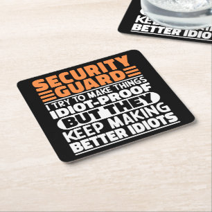 Security Guard Ich versuche Dinge zu Lustigen Sprü Rechteckiger Pappuntersetzer