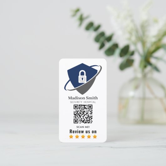 SECURITY  HOSPITAL review QR Code  Business Card Visitenkarte (Stehend Vorderseite)