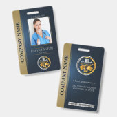 Security ID Mitarbeiter Foto QR Code Blau & Silber Ausweis (Vorder- & Rückseite)