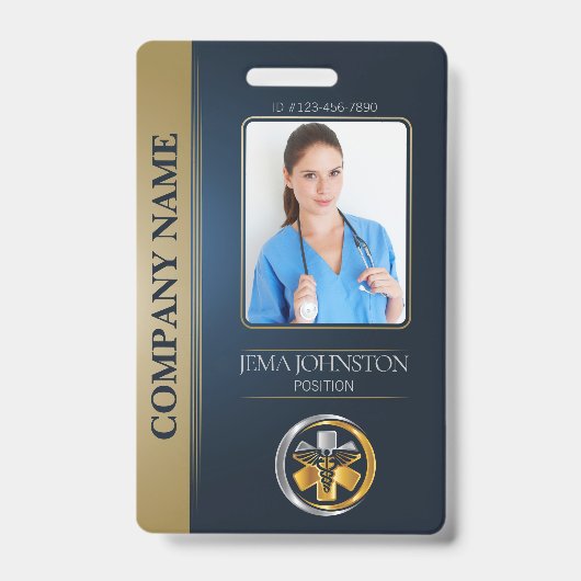 Security ID Mitarbeiter Foto QR Code Blau & Silber Ausweis (Vorderseite)
