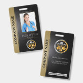 Security ID Mitarbeiter Foto QR Code Schwarz & Sil Ausweis (Vorder- & Rückseite)