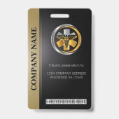 Security ID Mitarbeiter Foto QR Code Schwarz & Sil Ausweis (Rückseite)