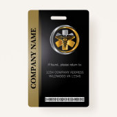 Security ID Mitarbeiter Foto QR Code Schwarz & Sil Ausweis (Rückseite)