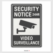 Security Notice 24HR Video Surveillance Sign  Aufkleber (Blatt)