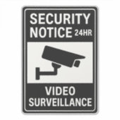Security Notice 24HR Video Surveillance Sign  Aufkleber (Vorderseite)