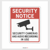 Security Notice Sign – Surveillance Cameras  Aufkleber (Blatt)