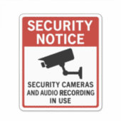 Security Notice Sign – Surveillance Cameras  Aufkleber (Vorderseite)