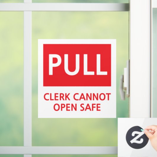 Security Pull Door Clerk Cannot Open Safe Fensteraufkleber (Zuhause)