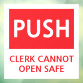 Security Push Door Clerk Cannot Open Safe Fensteraufkleber (Blatt 3)