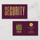 Security QR Code Logo Burgundy And Gold  Visitenkarte (Vorne/Hinten)