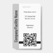 Security QR Code Mitarbeiter Foto-ID für Schwarze  Ausweis (Rückseite)