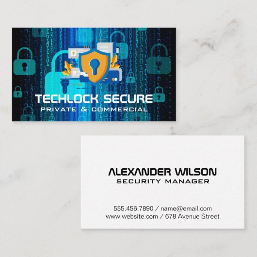 Security Tech Camera | Padlocks Coding Visitenkarte (Vorne/Hinten)