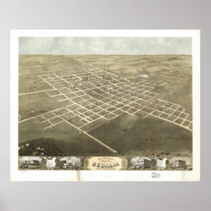 Sedalia Missouri 1869 Antike Panoramakarte Poster