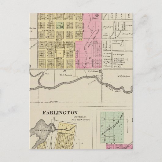 Sedan, Cloverdale, Farlington und Hepler, Kansas Postkarte (Vorderseite)