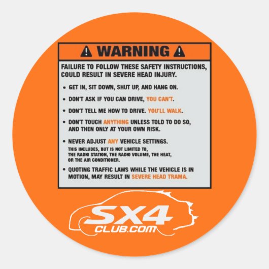 Sedan Warning Sticker (Vorderseite)
