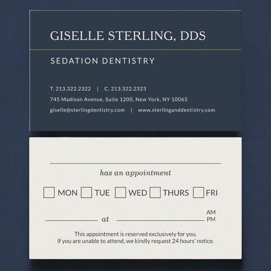Sedation Dentistry Office Appointment Reminder Visitenkarte