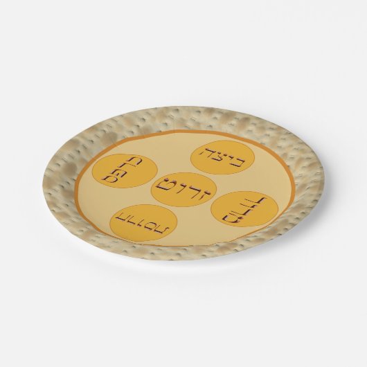 Seder Plate mit Matzoh Border Pappteller (Schrägansicht)