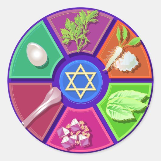 Seder-Teller Runder Aufkleber (Vorderseite)