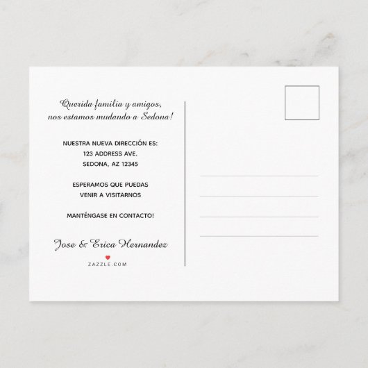 Sedona Anuncio de Mudanza Postkarte (Rückseite)