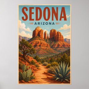 Sedona Arizona Cathedral Rock Illustration Reise Poster