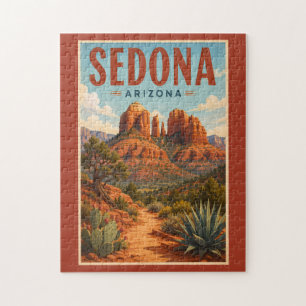 Sedona Arizona Cathedral Rock Illustration Reise Puzzle