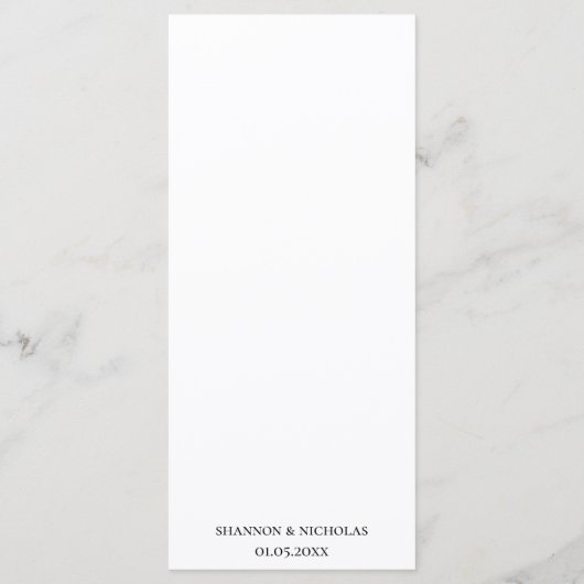 Sedona Arizona Empfang Menü Menükarte (Rückseite)