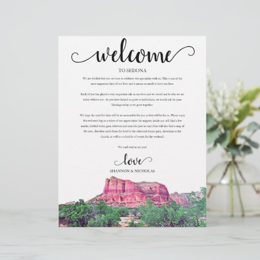 Sedona Arizona Hochzeitswochenende Willkommen (Stehend Vorderseite)