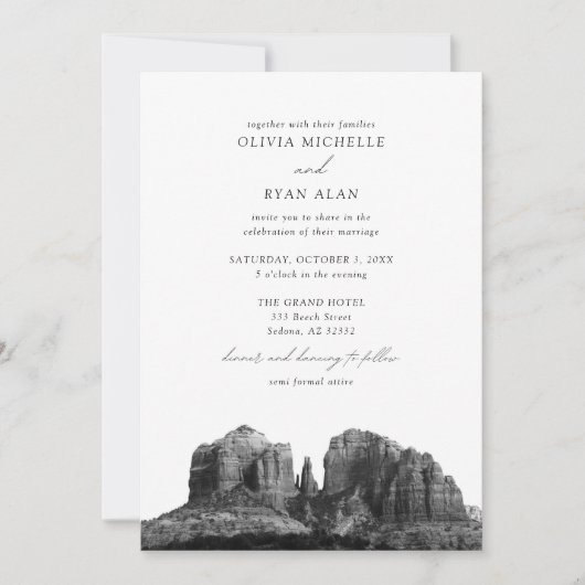 Sedona Arizona Klassische Schwarz-Weiß-Hochzeit Einladung (Vorderseite)