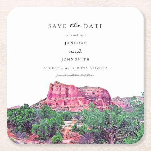 Sedona Arizona Paper Untersetzer Save the Date (Vorderseite)