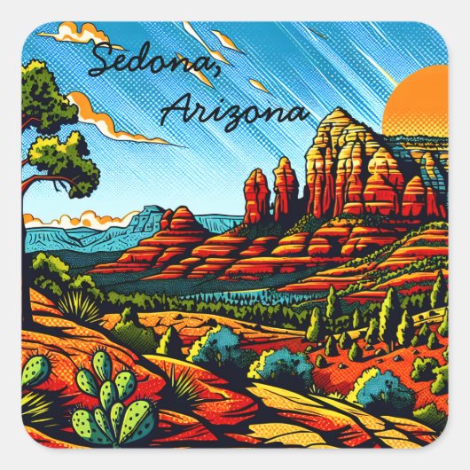 Sedona, Arizona Quadratischer Aufkleber (Vorderseite)