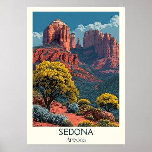 Sedona Arizona   Retro Red Rock Poster