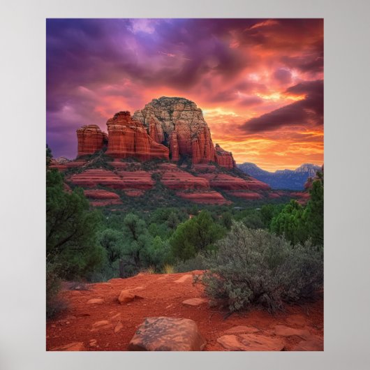 Sedona Arizona Rote Felsen Natur Schöner Sonnenunt Poster (Vorne)