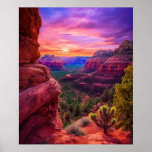 Sedona Arizona Rote Felsen Natur Schöner Sonnenunt Poster