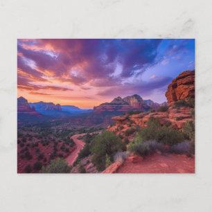 Sedona Arizona Rote Felsen Natur Schöner Sonnenunt Postkarte