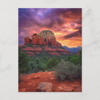 Sedona Arizona Rote Felsen Natur Schöner Sonnenunt Postkarte