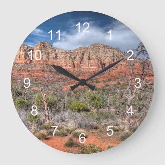 Sedona Arizona rote Felsenlandschaft Große Wanduhr (Vorderseite)