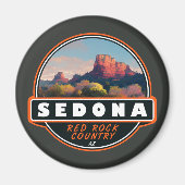 Sedona Arizona Roter Felsen Wasserfarbenemblem Magnet (Vorne)