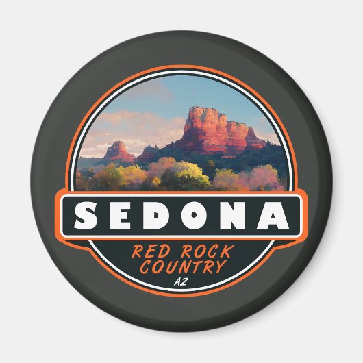 Sedona Arizona Roter Felsen Wasserfarbenemblem Magnet (Vorne)