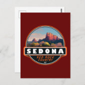 Sedona Arizona Roter Felsen Wasserfarbenemblem Postkarte (Vorne/Hinten)