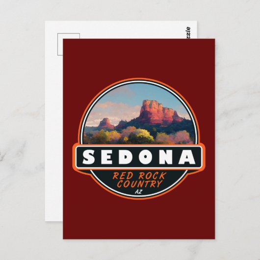 Sedona Arizona Roter Felsen Wasserfarbenemblem Postkarte (Vorne/Hinten)