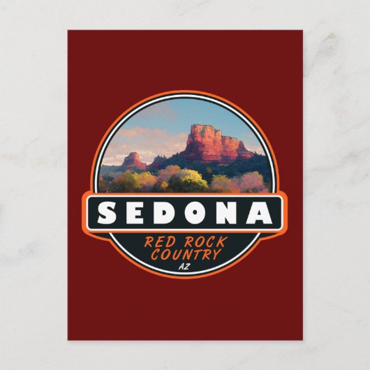 Sedona Arizona Roter Felsen Wasserfarbenemblem Postkarte (Vorderseite)
