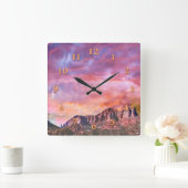 SEDONA ARIZONA Roter Rock Sunset Quadratische Wanduhr (Zuhause)