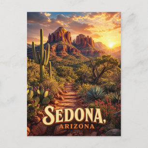 Sedona Arizona Sonnenuntergang Rote Felsen Wüsten Feiertagspostkarte