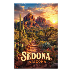 Sedona Arizona Sonnenuntergang Rote Felsen Wüsten Fotodruck