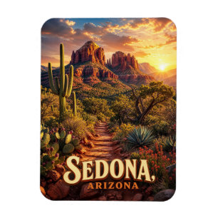 Sedona Arizona Sonnenuntergang Rote Felsen Wüsten Magnet