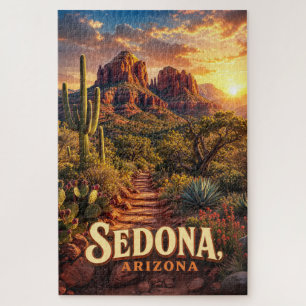 Sedona Arizona Sonnenuntergang Rote Felsen Wüsten Puzzle