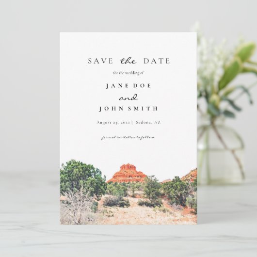 Sedona Arizona Wüstengebirge Save the Date (Stehend Vorderseite)