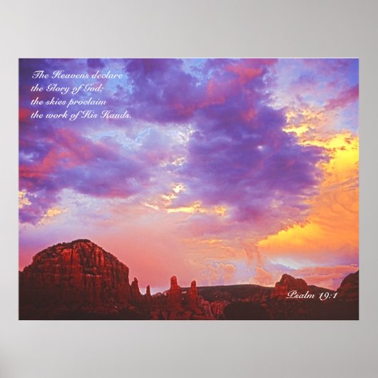 Sedona AZ Sunset Psalm 19:1 DRUCKEN Poster (Vorne)